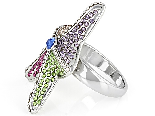 Paula Deen Jewelry™, Silver Tone Multi Color Crystal Starfish Ring - Size 7