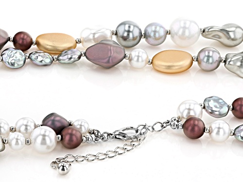 Paula Deen Jewelry™, Silver Tone Multi Color Double Strand Pearl Simulant Necklace