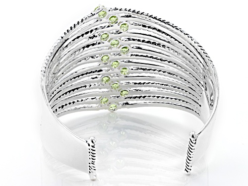 Paula Deen Jewelry™, 8.40ctw Round Green Peridot Silver Tone Cuff Bracelet - Size 7.5