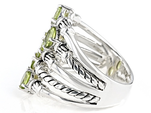 Paula Deen Jewelry™, 2.13ctw  Round Green Peridot Silver Tone Multi Row Ring - Size 8