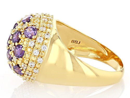 Paula Deen Jewelry™ 2.97ctw Purple and White Cubic Zirconia 18k Yellow Gold Over Brass Dome Ring - Size 7