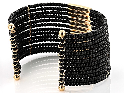 Paula Deen Jewelry™ Black Seed Bead Gold Tone Cuff Bracelet