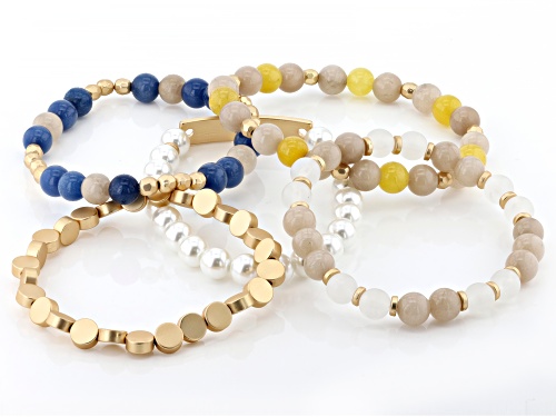 Paula Deen Jewelry™ Acrylic & Resin Bead Gold Tone Set of 5 Bracelets