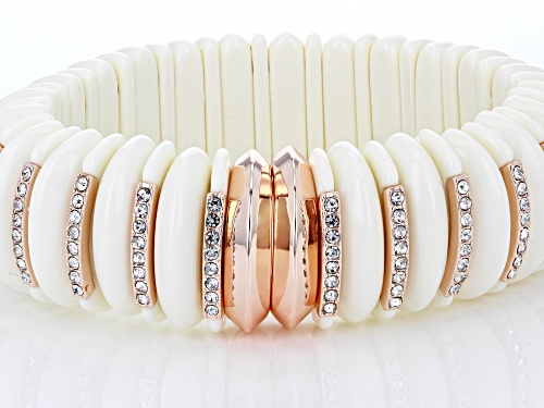 Paula Deen Jewelry™ Cream Crystal Rose Tone Resin Stretch Bracelet