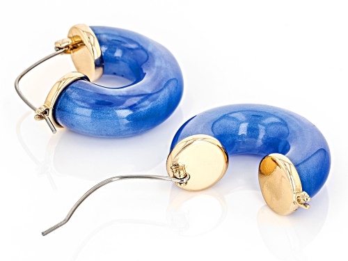 Paula Deen Jewelry™ Gold Tone Blue Resin Hoop Earrings