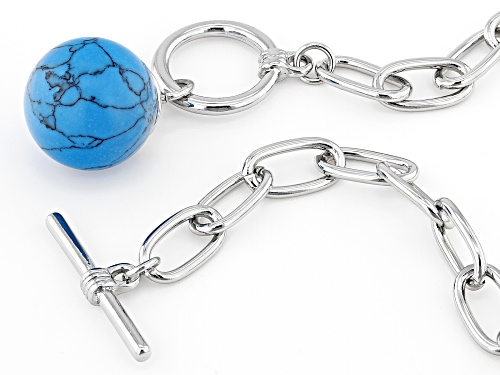 Paula Deen Jewelry™ 14mm Turquoise Simulant Silver Tone Toggle Necklace