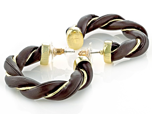 Paula Deen Jewelry™ Imitation Leather Gold Tone Set of 3 Twisted Hoop Earrings