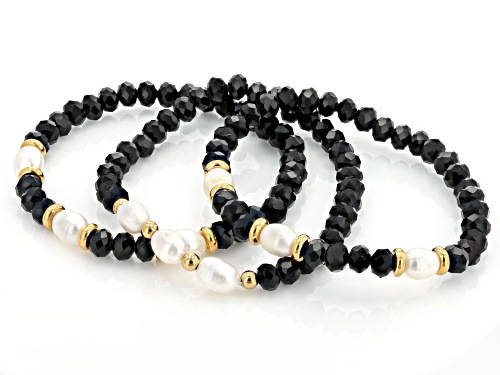 Paula Deen Jewelry™ Glass Bead & Pearl Simulant Multi-Strand Gold Tone Necklace & Bracelet Set