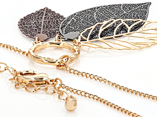 Paula Deen Jewelry™ Tri-Color Tone Necklace & Earring Leaf Charm Set
