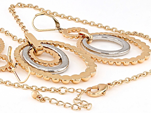 Paula Deen Jewelry™ White Crystal Two-Tone Textured Necklace & Earring Set