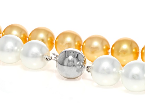 Pearlfection® 13.5mm Multi-Color South Sea Simulant Rhodium Over Silver 24 Inch Strand Necklace - Size 24