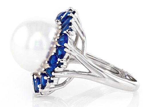Pearlfection® 14mm White South Sea Simulant With Bella Luce® Rhodium Over Sterling Silver Ring - Size 7
