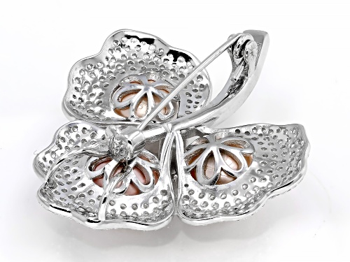 Pearlfection® 10mm Multi-Color Kasumiga Simulant With Bella Luce® Rhodium Over Silver Brooch