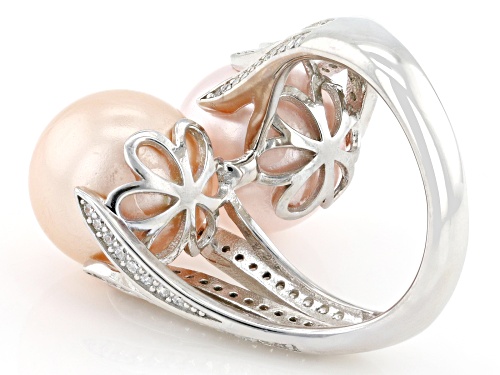 Pearlfection® 12mm Kasumiga Simulant With Bella Luce® Rhodium Over Sterling Silver Ring - Size 6