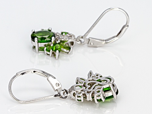 2.06ctw Mixed Shape Chrome Diopside & .20ctw Zircon Rhodium Over Silver Earrings