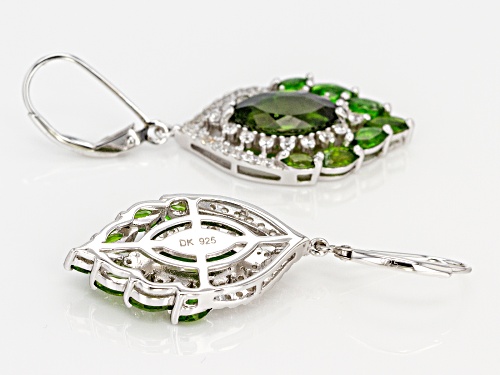 4.64ctw Marquise Russian Chrome Diopside & 1.07ctw Zircon Rhodium Over Silver Earrings