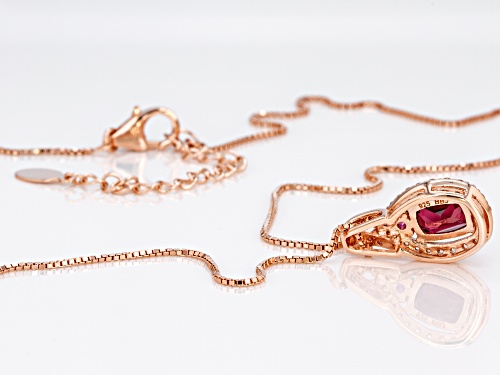 1.67ctw Raspberry Color Rhodolite With .20ctw Zircon 18k Rose Gold Over Silver Pendant With Chain