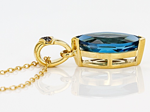 2.80ct London Blue Topaz With .01ctw Blue Diamond Accent 18k Gold Over Silver Pendant With Chain