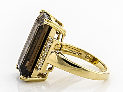 8.62ct Smoky Quartz With .25ctw White Zircon 18k Yellow Gold Over Sterling Silver ring - Size 7