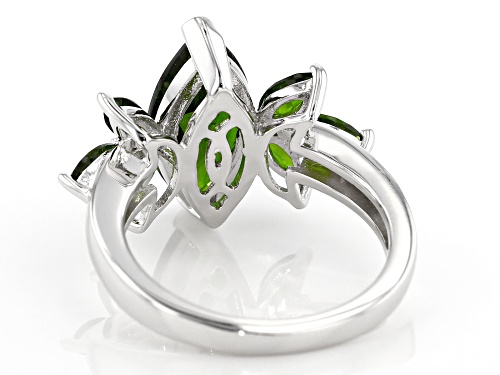 3.41ctw Marquise Russian Chrome Diopside Rhodium Over Sterling Silver Ring - Size 8