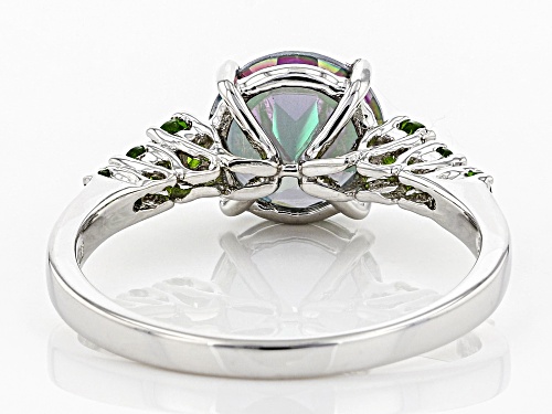 1.90ct Round Mystic Topaz(R) With .23ctw Round Chrome Diopside Rhodium Over Silver Ring - Size 9
