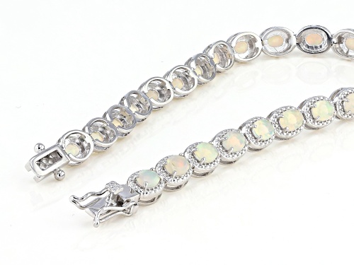 4.13CTW OVAL ETHIOPIAN OPAL WITH .02CTW WHITE 4 DIAMOND ACCENT RHODIUM OVER SILVER BRACELET - Size 8