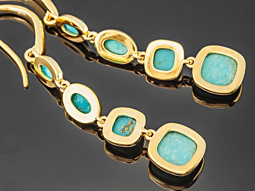 Pre-Owned Tehya Oyama Turquoise™ Mixed Shaped Cabochon Blue Kingman Turquoise 18k Gold Over Brass Ea