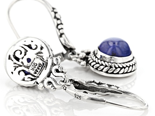 Pre-Owned Artisan Collection Of Bali™ 8mm Round Cabochon Tanzanite Silver Dangle Earrings