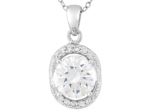 Pre-Owned Bella Luce ® 8.90ctw Round Rhodium Over Sterling Silver Earrings And Pendant With Chain Se