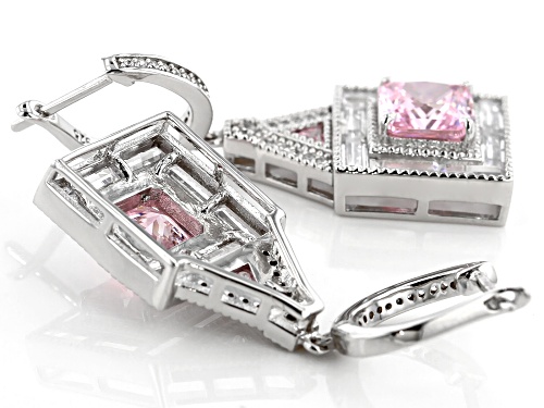 Pre-Owned Bella Luce® 10.05ctw Pink and White Diamond Simulants Rhodium Over Sterling Earrings(5.81c