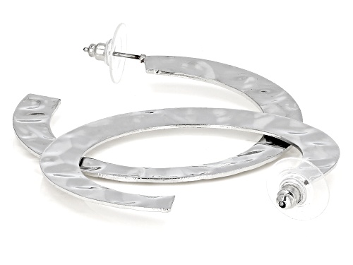 Pre-Owned Paula Deen Jewelry Hammered Silver Tone Hoop Earrings