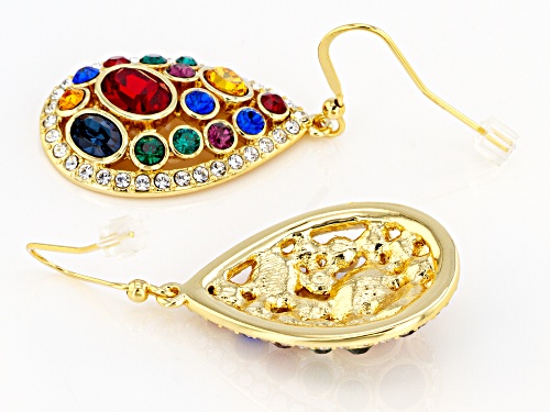 Pre-Owned Off Park ® Collection, Multi Color Crystal  Shiny Gold Tone Teardrop Earrings