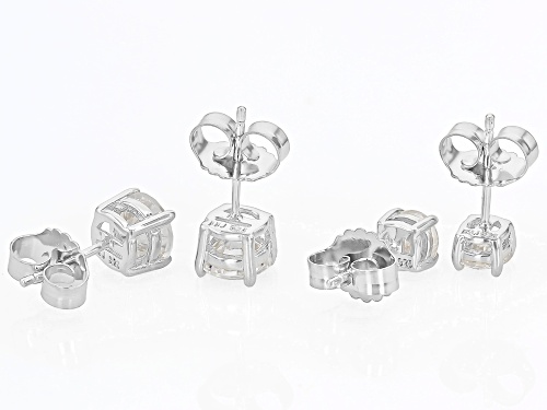Pre-Owned MOISSANITE FIRE® 3.00CTW DEW ROUND PLATINEVE(R) SET OF 2 PAIR STUD EARRINGS 1CTW & 2CTW.