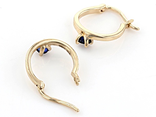 Pre-Owned .07ctw Round Blue Sapphire Solitaire, 10k Yellow Gold Child's Hoop Earrings