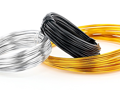 Pre-Owned Aluminum Wire Set of 8 includes 18G Round, Flat Diamond Cut and Flat Smooth in 3 Assorted