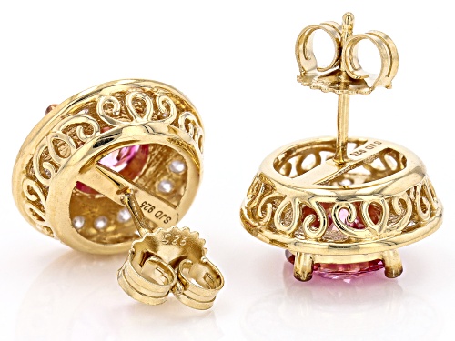 Pre-Owned MOISSANITE FIRE(R) & PINK MOISSANITE 4.56CTW DEW 14K YELLOW GOLD OVER SILVER