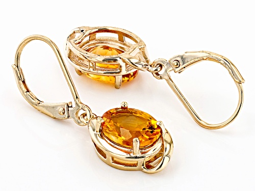 Pre-Owned 2.89ctw Oval Citrine 18K Yellow Gold Over Sterling Silver Dangle Earrings