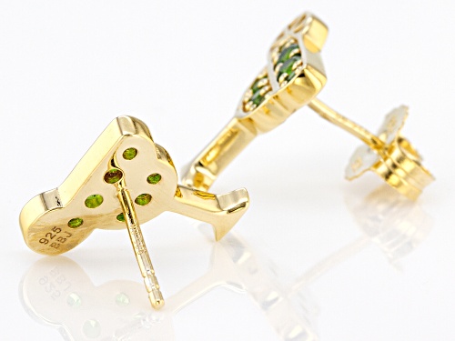 Pre-Owned 0.49ctw Round Chrome Diopside 18k Gold Over Sterling Silver Margarita Stud Earrings