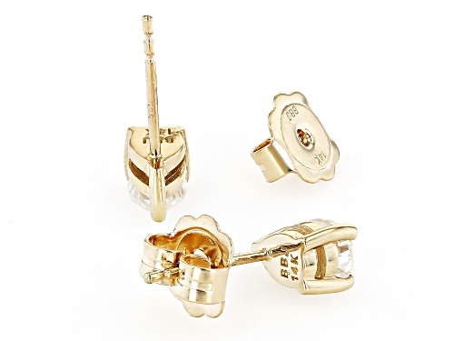 Pre-Owned MOISSANITE FIRE(R) .86CTW DEW PEAR BRILLIANT CUT 14K YELLOW GOLD STUD EARRINGS