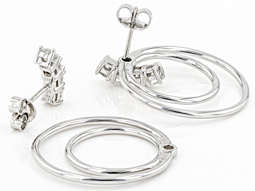 Pre-Owned MOISSANITE(R) 1.04CTW DEW CUSHION CUT PLATINEVE(R) INTERCHANGEABLE EARRINGS