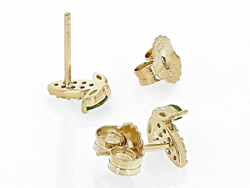 Pre-Owned .30ctw Chrome Diopside with .20ctw White Zircon 18k Yellow Gold Over Silver Corn Stud Earr