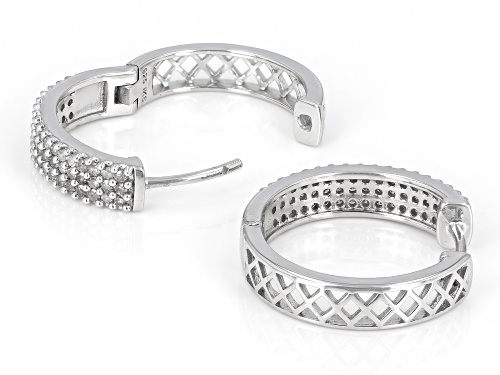 Pre-Owned 0.65ctw Round White Diamond Rhodium Over Sterling Silver Hoop Earrings