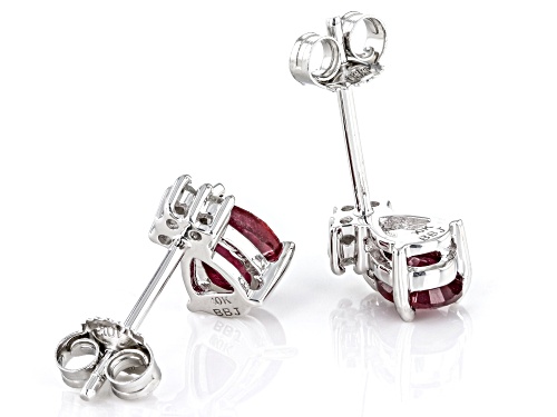 Pre-Owned 1.02ctw Mahaleo® Ruby And 0.02ctw White Diamond Rhodium Over 10k White Gold Stud Earrings