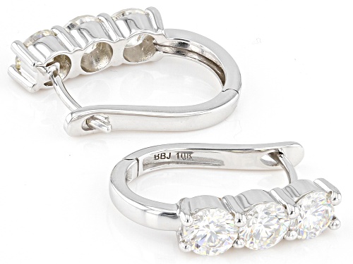 Pre-Owned 4.20ctw Round Strontium Titanate Rhodium Over 10K White Gold Hoop Earrings