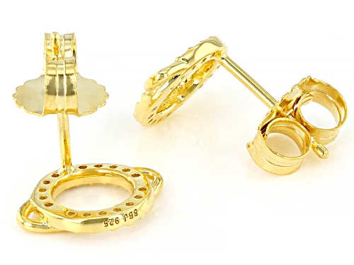 Pre-Owned .21ctw Lab White Sapphire 18k Yellow Gold Over Sterling Silver Children's Planet Stud Earr