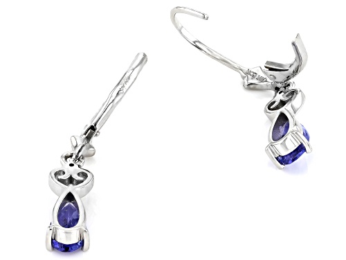 Pre-Owned 1.17ctw Tanzanite And 0.02ctw White Diamond Rhodium Over 10k White Gold Dangle Earrings