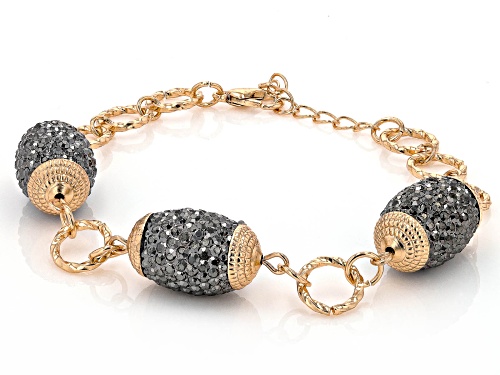 Pre-Owned Off Park® Collection, Hematine Color Crystal Gold Tone Station Necklace & Bracelet Set