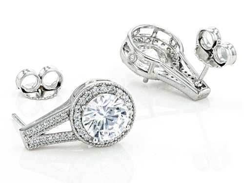 Pre-Owned Bella Luce® 7.68ctw White Diamond Simulant Platinum Over Sterling Silver Earrings(4.65ctw