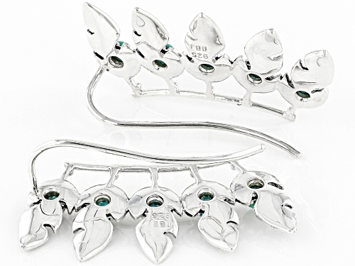 Pre-Owned Southwest Style By JTV™ 3mm Round Turquoise Rhodium Over Silver Climber Earrings