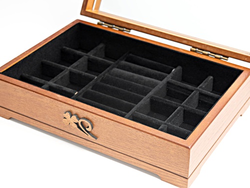 Pre-Owned Floral Pierced Carved Wooden Jewelry Box